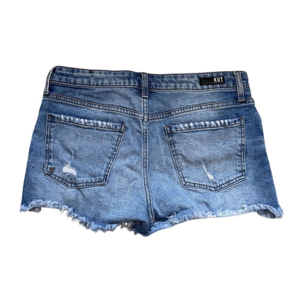 EUC Kut from the Kloth Jane High Rise Distressed Denim Shorts Size 4 - Picture 2 of 4